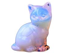 BRDECOR Cute Opal Cat Decor Healing Crystal Natural Stone Hand-Carved Cat Animal Sculpture Statue Figurines Feng Shui Decoration for Home Office Desk Gifts,Pink-2.3" Height