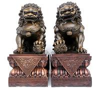 BRDECOR Foo Dogs Guardian Lion Statues - Pair of Fengshui Fu Dogs Figurine - Housewarming Congratulatory to Ward Off Evil Energy - Chinese Civilian Door Gods to Protect Business Home Premises,Small