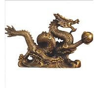 BRDECOR Large 9.8in Brass Dragon Statue Vintage Guardian Dragon Figurines Sculpture Chinese Feng Shui Ornament Home Decor Collectibles Figurines for Prosperity, Luck and Success