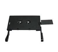 BRDQIMC Aluminum Alloy Laptop Table: Foldable Height-Adjustable Stand, Small Desk For Bed & Standing Use(Black with fan)