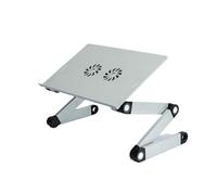 BRDQIMC Aluminum Alloy Laptop Table: Foldable Height-Adjustable Stand, Small Desk For Bed & Standing Use(Silver with fan)