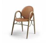 Brdr. Krüger Arkade Dining Chair Frame In Brass Metal And Oak With Upholstery In Brandy Leather