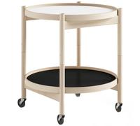 Brdr. Krüger - Bølling Tray Table Ø50 cm, Untreated Beech / Base - Black