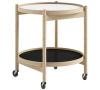 Brdr. Krüger - Bølling Tray Table Ø50 cm, Untreated Oak / Base - Black