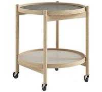 Brdr. Krüger - Bølling Tray Table Ø50 cm, Untreated Oak / Stone - Grey