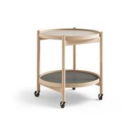 Brdr. Krüger Bølling Tray Table Ø50 Oiled Beech Wood with Plates in Gray/Dark Gray