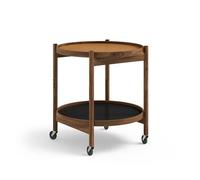 Brdr. Krüger Bølling Tray Table Ø50 Walnut with Plates in Cognac/ Black