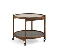 Brdr. Krüger Bølling Tray Table Ø60 Walnut with Plates in Gray/Dark Gray