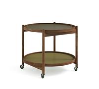 Brdr. Krüger Bølling Tray Table Ø60 Walnut with Plates in Green/ Dark Green