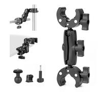 BRDRC Double Clamp Mount Umbrella Holder Camera Pole Bracket for Stroller Wheelchair Monitor Magic Socket Arm Desk Photo Studio Light Stand Photography Reflector Flag Cross Bar Accessories