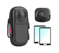 BRDRC Insta 360 X5 Case Bag + Silicone Lens Cap + 2 Pack Screen Protector Accessories Kit Carrying Case with Wrist Strap and Carabiner for Insta360 X5 X4 Protective Bundle