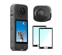 BRDRC Insta 360 X5 Lens Cap Cover + 2 Pack Screen Protector Accessories Kit, Tempered Glass Film Screen Cover Silicone Lens Guard for Insta360 X5 X4 Protective Bundle