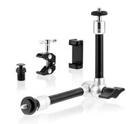 BRDRC Magic Arm Clamp Mount, 9.8" Articulating Extension Arm with 1/4" and 3/8" Thread, with Cold Hot Shoe Adapter, Phone Holder for Tripod DSLR Camera Cage LCD Monitor LED Light Accessories