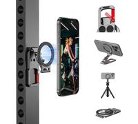 BRDRC Magnetic Phone Mount for MagSafe, Maglock Tripod Adapter Magnet Golf Gym Workout Stand Metal Carabiner Holder with 1/4 Screw Hole, for iPhone 16 15 14 13 12 Series Foldable Portable Accessories