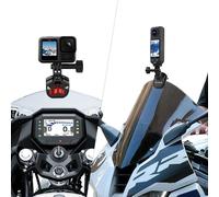 BRDRC Motorcycle Windscreen Clamp Mount for GoPro Hero 13/12/11/9, Adjustable Aluminum Bracket for Insta360 X5/X4, for DJI Osmo Action 6/5 Pro/4, Pocket 4 Pro/4/3, Xtra Muse Action Camera Accessories