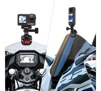 BRDRC Motorcycle Windshield Clip Mount for DJI Osmo Action 5/6/4/3/Pocket 3/360, Aluminum Metal Quick Release Motorcycle Windshield Clamp Mount for Insta360 X5/X4/X3, with 1/4” Adapter for GoPro Hero