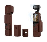 BRDRC Pocket 3 Silicone Cover, For Xtra Muse Protective Case Lens Protector Scratch-Resistant Sleeve Skin Compatible with DJI OSMO Pocket 3 Creator Combo/Xtra Muse Accessories (Brown)