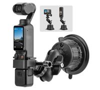 BRDRC Pocket 3 Suction Cup Car Mount (Upgraded), Windshield Window Holder Kit with Cold Shoe Expansion Adapter for Go Pro Max Hero Pocket 2 Insta 360 X5 X4 X3 Action 5 4 3 Accessories - No Residue