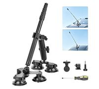 BRDRC Suction Cup Car Mount for Insta 360 X5 X4, Window Windshield Mount Kit with 1.5M Extension Pole Selfie Stick for Insta360 X5 X4 X3 X2 X ONE RS R Go 3S Ultra Ace Pro 2, for GoPro Accessories