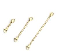 BRDTKUGV 3 Pcs Necklace Extender, Necklace Extender Gold, Double Head Chain Extender with Lobster Clasp, Reusable Fine Chain for Necklace, Bracelet, and Anklet Extension, DIY Accessories