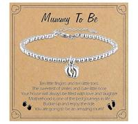 BRDTKUGV Mum to Be Gifts, Beautiful Little Foot Charm Bracelet with Silver Design and Greeting Card, Perfect Keepsake, for Expecting Mothers on Their Journey to Parenthood