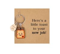 BRDTKUGV New Job Keychain Gift, Simulation Bread Toast Keychain, Charms New Beginnings for Women Cute Goodbye Gifts, for Beginnings Farewell Going Away Leaving Housewarming