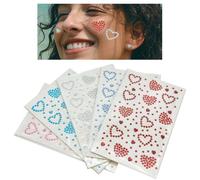 BRDXOOL Pack of 5 Women's Face Decoration Stickers Glitter Decorative Stickers Heart Shaped Stickers Nail Stickers DIY Fashion Rhinestone Face Arm Decoration Tattoo Love Stickers Girls