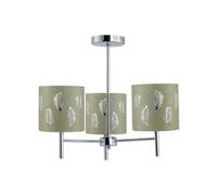 Brea - Chrome 3 Light Fitting with Sage Green Fern Shades