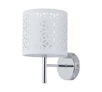 Brea - Chrome Wall Light with White Cut Out Shade First Choice Lighting Silver One Size