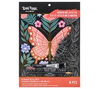 Brea Reese: Scratch Art Paper Pad - Butterfly Garden - 6 Designs, Metallic Guided Art, Dual-Tip Stylus & Brush, Easy-to-Frame 9x12 Pages, Adult Craft