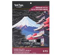 Brea Reese: Scratch Art Paper Pad - Global Iconic Views - 6 Designs, Metallic Guided Art, Dual-Tip Stylus, Easy-to-Frame 9x12 Pages, Adult Craft Kit