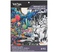 Brea Reese: Scratch Art Paper Pad - Magical Vistas - 12 Sheets, 6 Guided Designs, Metallic Accents, Dual-Tip Stylus & Brush, 8x8 Pages, Adult Craft
