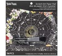 Brea Reese: Scratch Art Paper Pad - Whimsical Celestial - 12 Designs, 8x8 Pages, Metallic Guided Art Kit, Adult Craft Activity, Mindful Relaxation