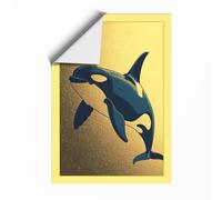 Breaching Orca Coastal Unframed Wall Art Print A1 (84.1×59.4cm), Wall Decor for Living Room, Bedroom, Office & Home, Art Gift
