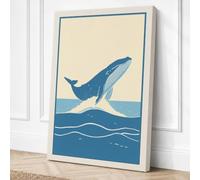Breaching Whale Coastal Canvas Wall Art Print 24x16 Inch (61 x 41 cm)
