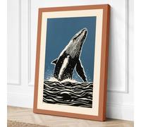 Breaching Whale Coastal Canvas Wall Art Print 24x16 Inch (61 x 41 cm)