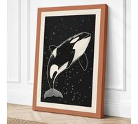 Breaching Whale Coastal Canvas Wall Art Print 24x16 Inch (61 x 41 cm)