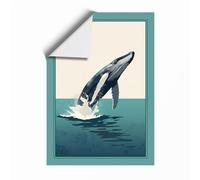 Breaching Whale Coastal Unframed Wall Art Print A4 (29.7×21cm), Wall Decor for Living Room, Bedroom, Office & Home, Art Gift