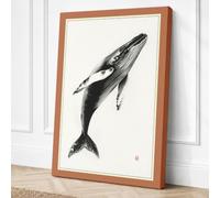 Breaching Whale Japandi Canvas Wall Art Print 24x16 Inch (61 x 41 cm)