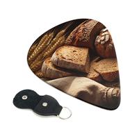 Bread and Wheat Guitar Picks 6 Pcs, 0.46mm Thickness Celluloid Plectrum with Leather Picks Holder, Personalized Guitar Pick for Bass Electric Acoustic Guitars Lovers Gift