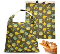 Bread Bag 2 Pack Beeswax Bread Bags for Sourdough, Food Grade Cotton Bags Reusable Keep Fresh for Home, Bakery, 17x13in