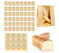 Bread Bag, Bread Bag for Homemade Kraft Paper Bakery Bags with 60 Label Seal Stickers, Large Sourdough Bread Bags, Treat Bags for Gift
