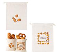 Bread Bags, 2 Pack Washable Perfect Linen Bread Bag for Homemade Bread, Reusable Breads Storage Bag to Keep Breads Fresh, Baguette Bag, Toaster Bags (31x38cm)