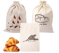 Bread Bags, 3 Pack Linen Bread Bags for Homemade, Bread Storage Bags to Keep Fresh, 30 x 45 cm Thick for Fresh Bread, Maker, The Lady