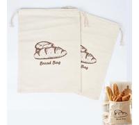 Bread Bags for Homemade Bread 2 Pack Natural Linen Bread Bag 30x40cm Large Sourdough Bag Breathable Reusable Drawstring Food Storage Bags for Bakery Pastries Crusty Loaves Produce