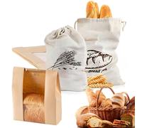 Bread Bags for Homemade Bread, 7 Pack Cotton Drawstring Bread Storage Bags, Multi-Use Food Storage, Keep Fresh for Food, Includes 5 Kraft and 2 Cotton Bag (35x21x9cm & 30x45cm)