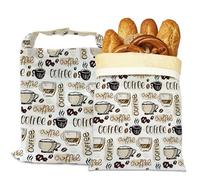 Bread Bags for Homemade Bread, Coffee Time 2 Pack Linen and Beeswax Sourdough Storage Bags, Reusable Keeper, Keeps Breads Fresh Longer, Gifts for Bakers