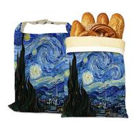 Bread Bags for Homemade Bread, Starry Night 2 Pack Linen and Beeswax Sourdough Storage Bags, Reusable Keeper, Keeps Breads Fresh Longer, Gifts for Bakers