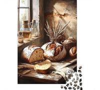 Bread Baking 1000 Piece Jigsaw Puzzle Paper for Adults Rustic Loaf Wheat Home Decor Relaxing Gift 38x26cm/1000pcs