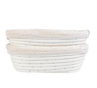 Bread Banneton Proofing Basket & Liner Dough Rising Rattan Handmade Rattan Bowl-Oval, 2 Pcs (Oval)